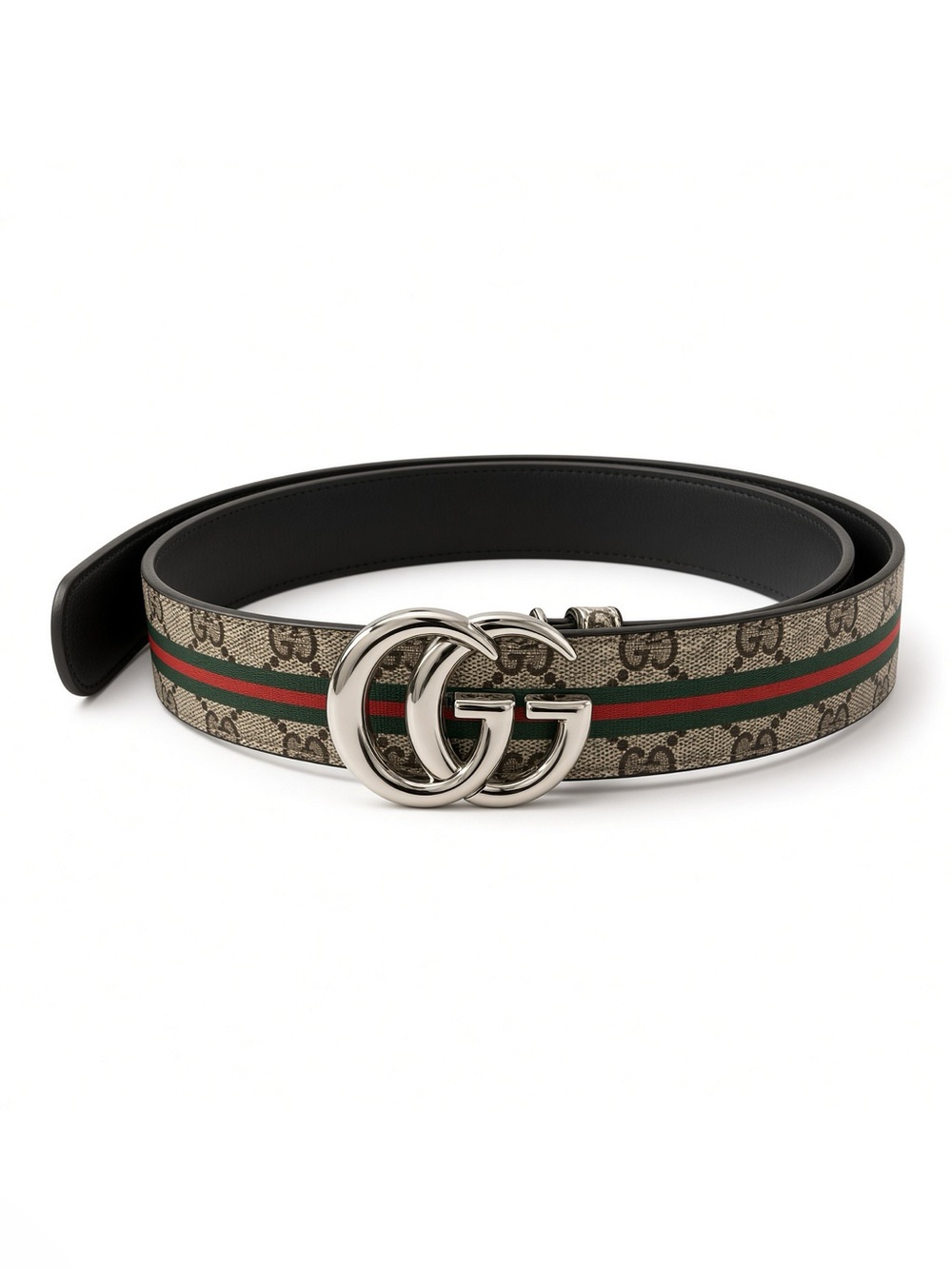 Brand New ! FASHION Beige Monogram Web StripeBuckle  Belt